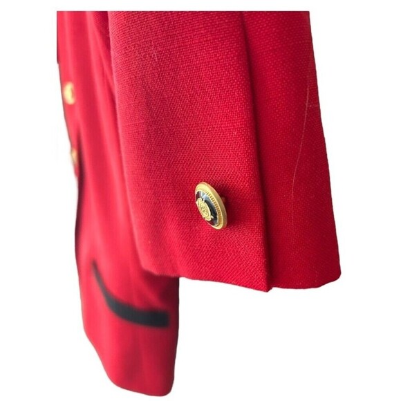 Kasper ASL 6 Red Black Cropped Blazer Gold Button Jacket Career Y2K Power Office - Picture 8 of 11
